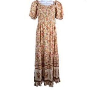 Kindred Anthropologie Cottagecore Maxi Dress Women’s 2X Smocked Ballon Sleeves